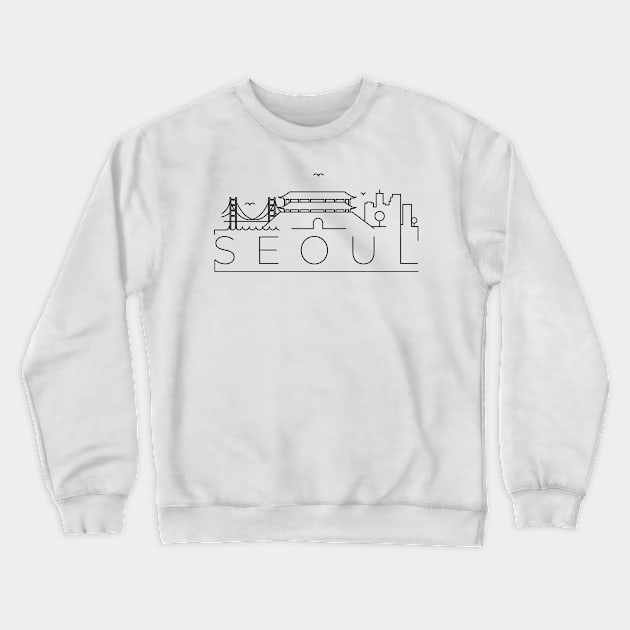 Seoul Minimal Skyline Crewneck Sweatshirt by kursatunsal